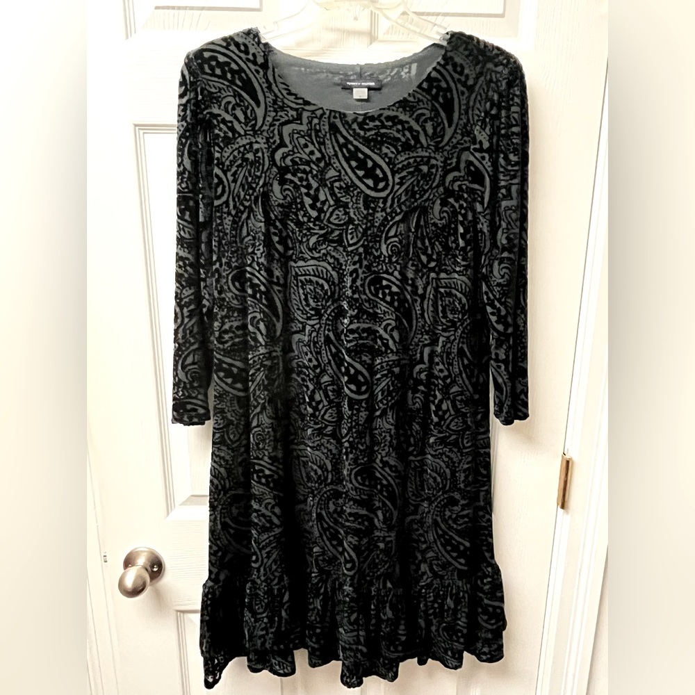 Tommy Hilfiger size 14 Forest Green Velvet Paisley Print dress